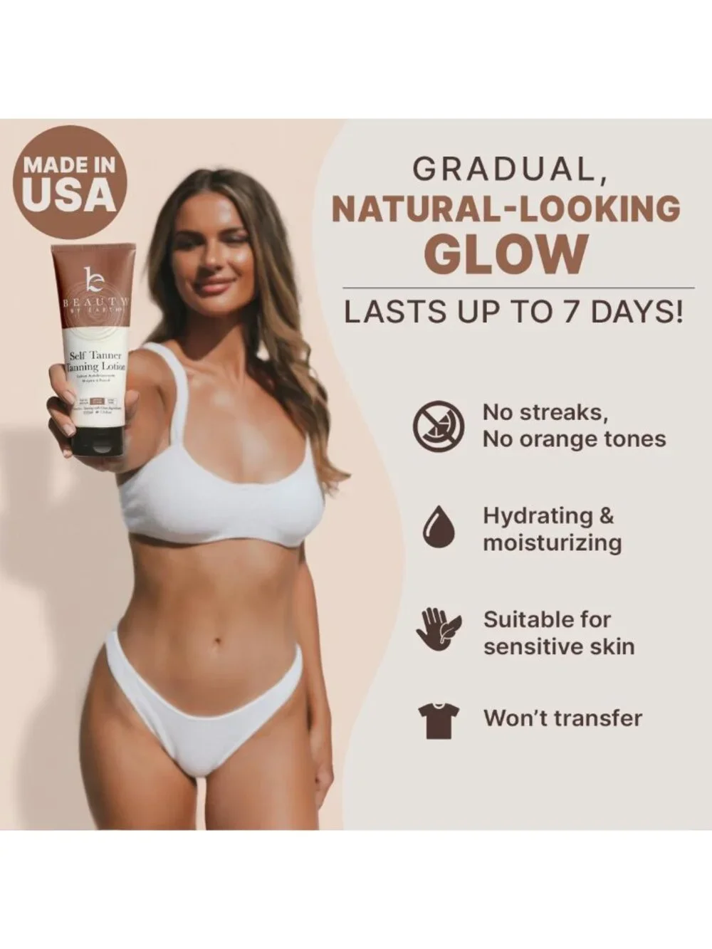Natural & Organic Self Tanner Lotion | Streak-Free, Moisturizing Tan with Aloe